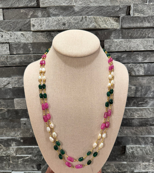 Ruby pearl emerald 7-8 mm in chain