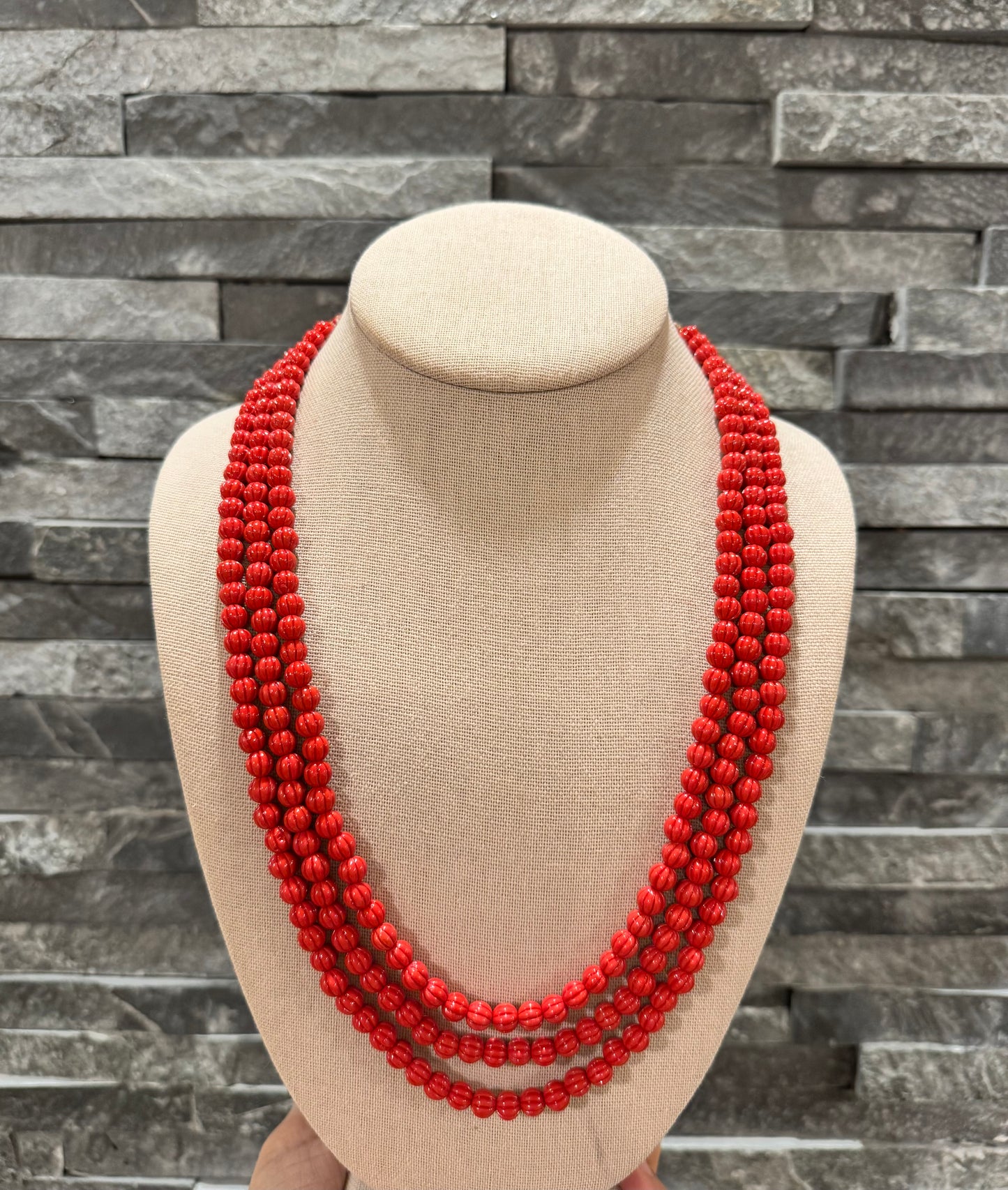 Pumpkin shape Taiwanese coral 6 mm medium size
