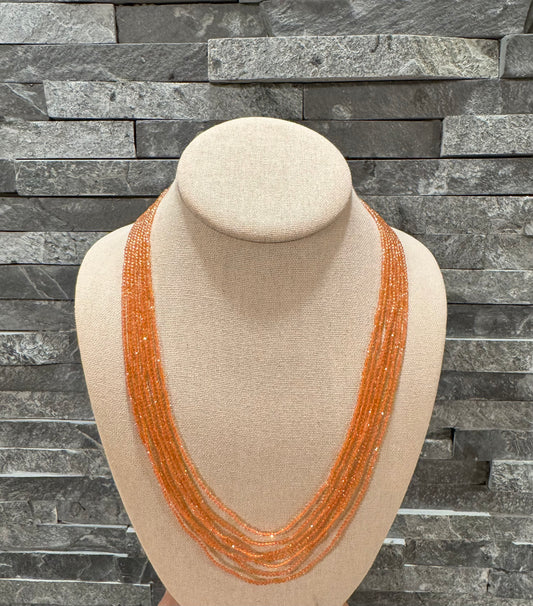 Beige Orange jade necklace 2 mm