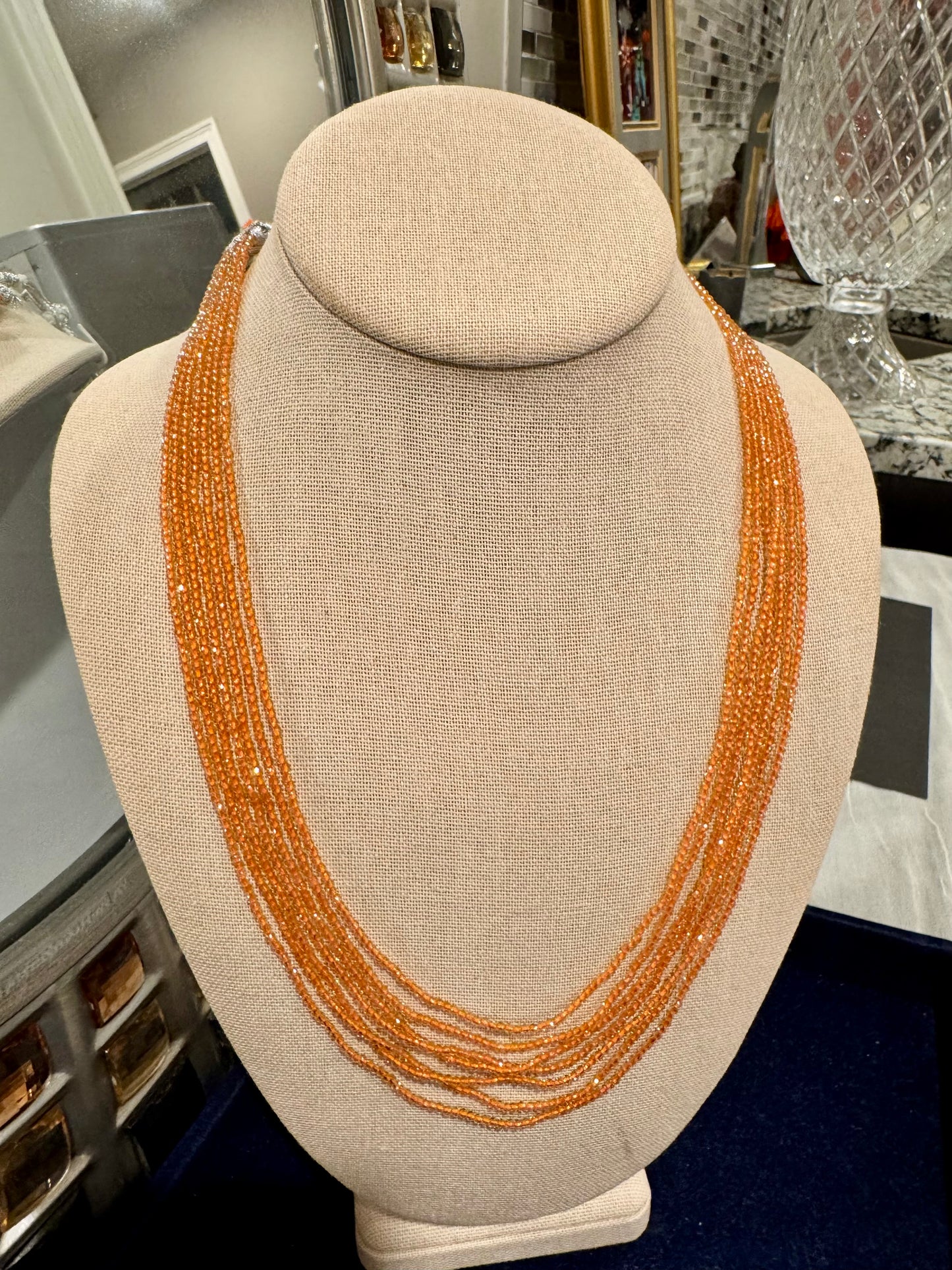 Beige Orange jade necklace 2 mm