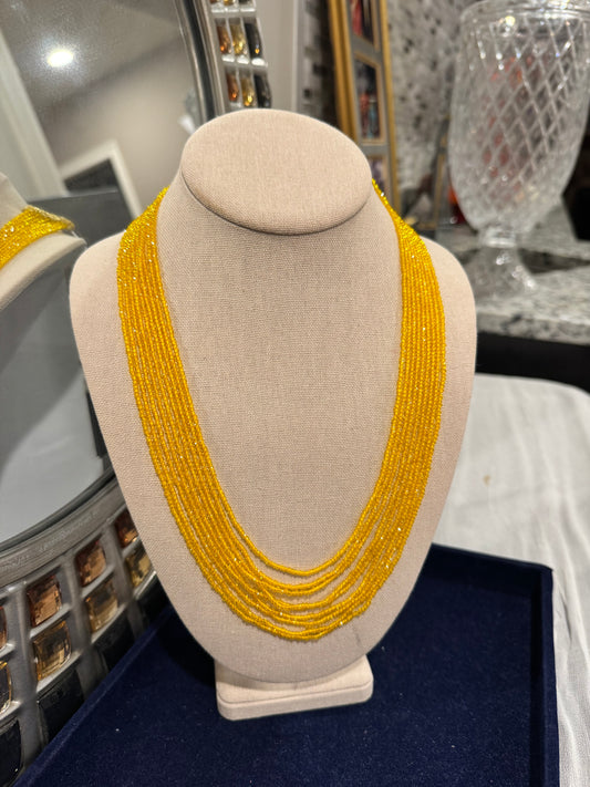 Yellow jade necklace 2 mm