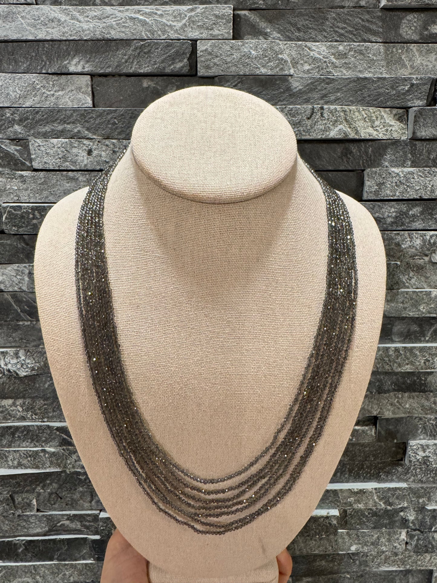 Grey jade necklace 2 mm