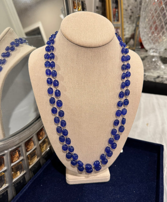 Blue quartz in chain  necklace