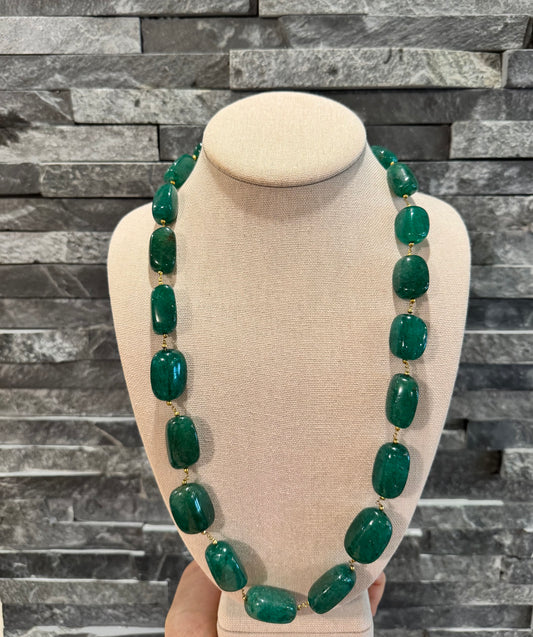 Emerald nuggets in Chain necklace