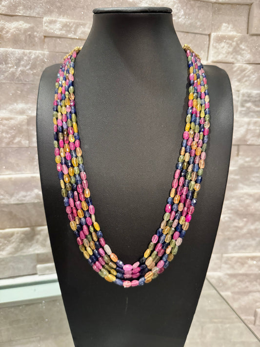 Multi sapphires cut finish necklace