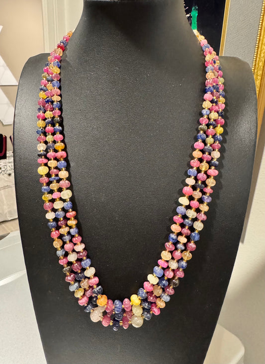 Multi sapphire pumpkin beads necklace