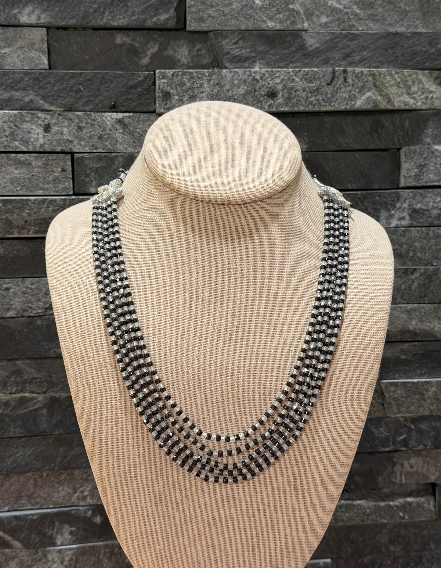 CZ black and white necklace two tone