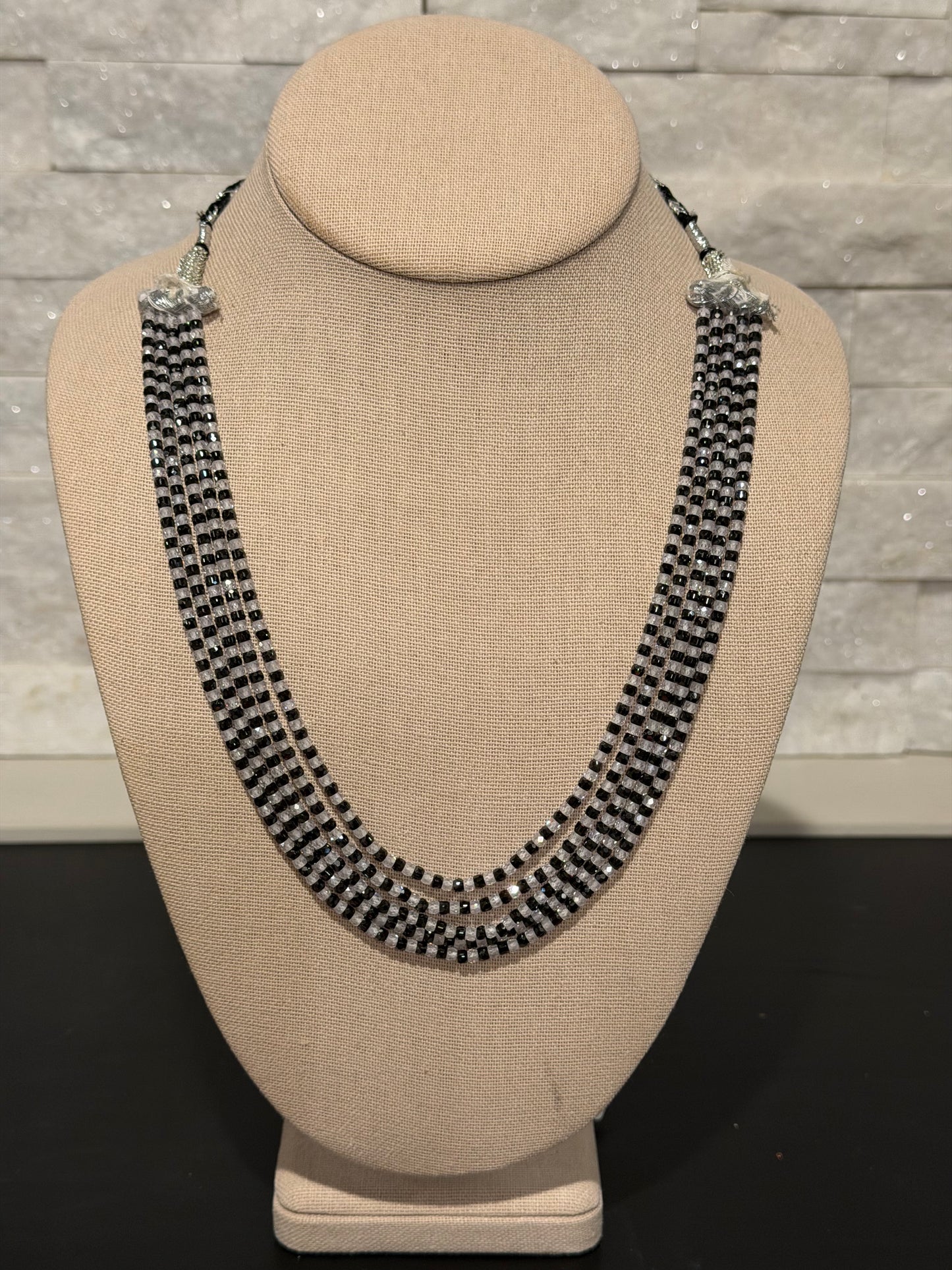 CZ black and white necklace two tone