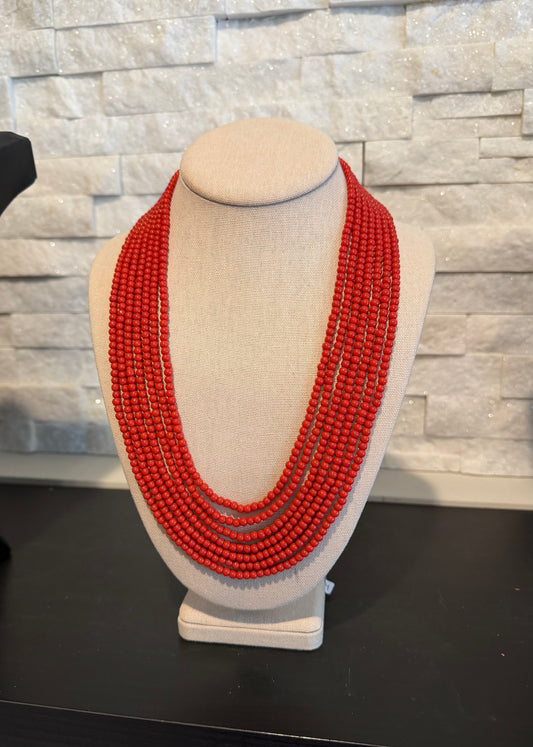 Coral round beads necklace 4 mm