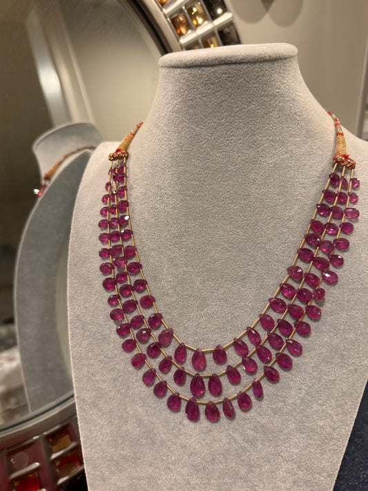 Ruby drop shape necklace