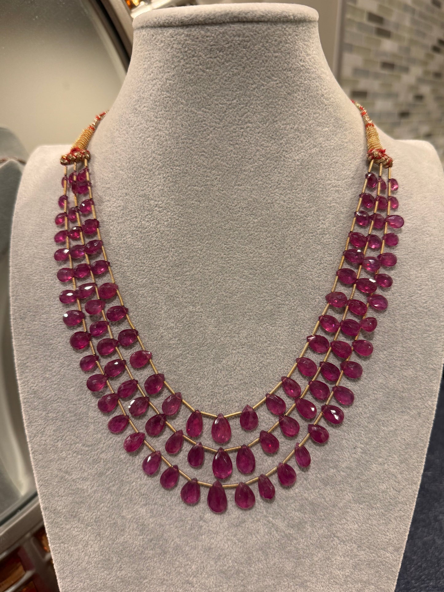 Ruby drop shape necklace