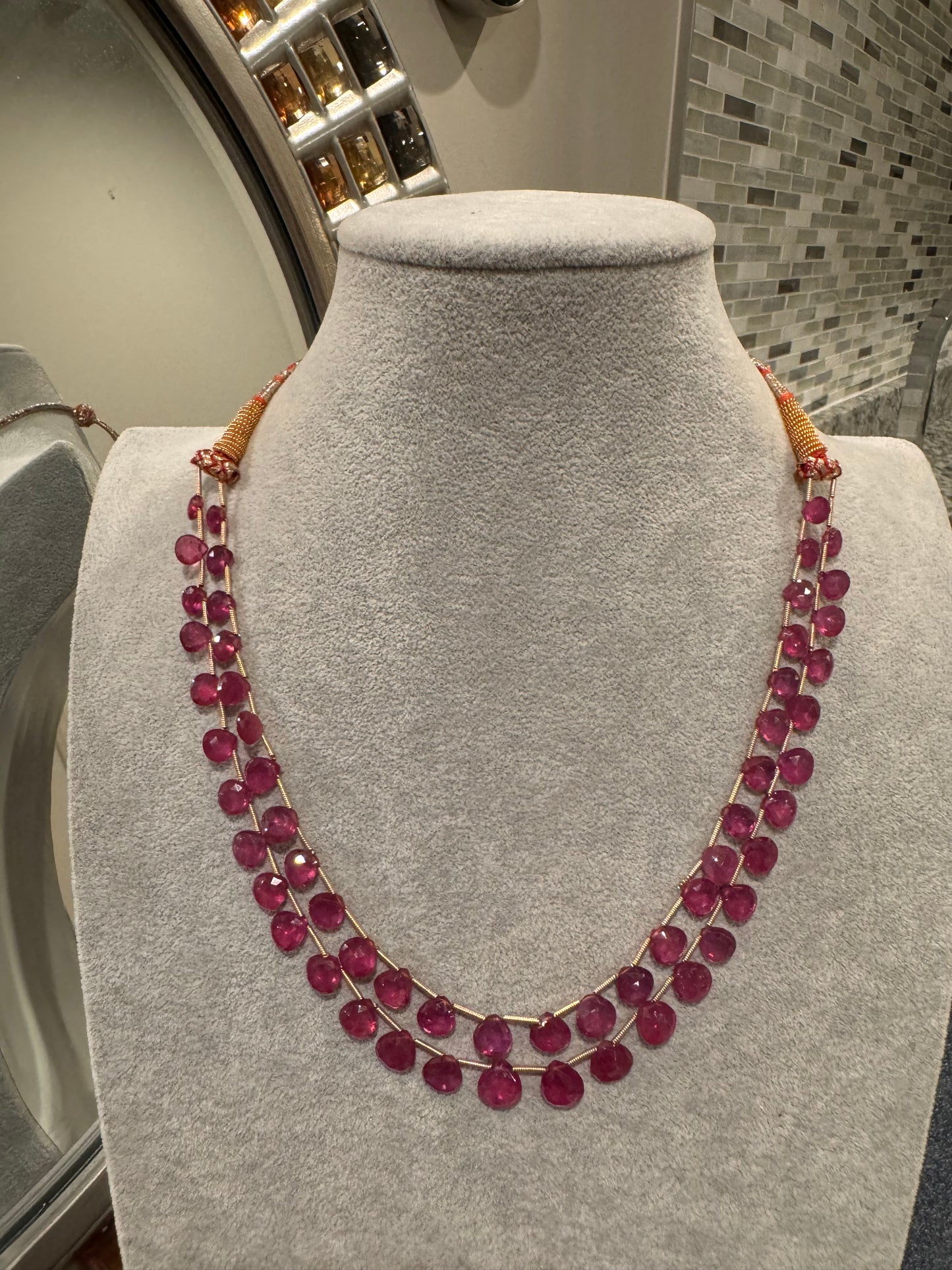 Ruby drop shape necklace
