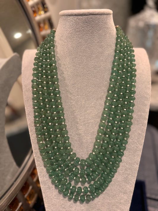Green Strawberry quartz pumpkin beads necklace