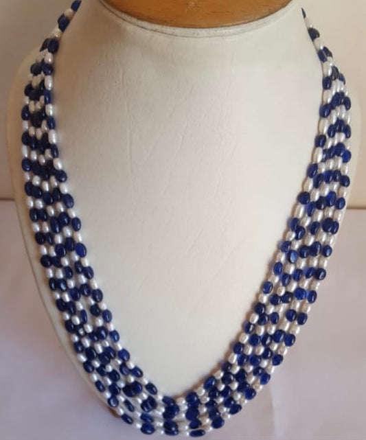 Blue sapphire and pearls necklace