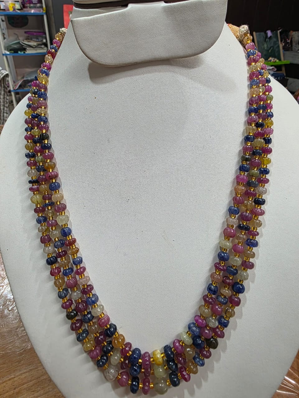 Multi sapphire pumpkin beads necklace
