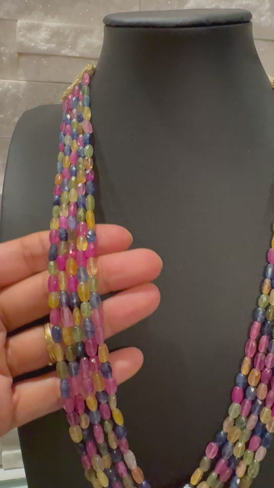 Multi sapphires cut finish necklace