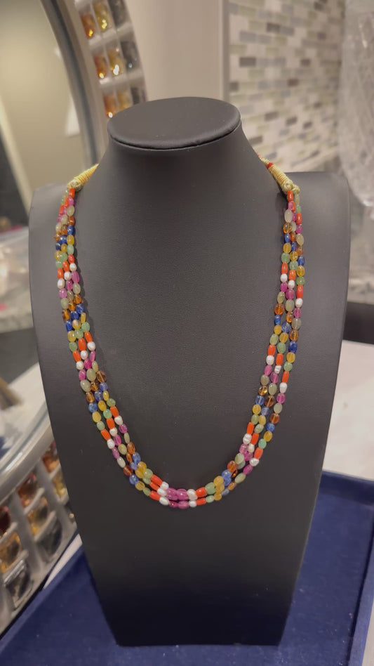 Navratan beads single line 16 inch