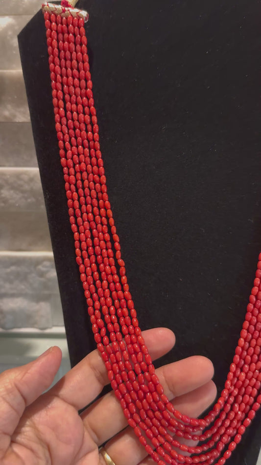 Corals necklace drum shape small size