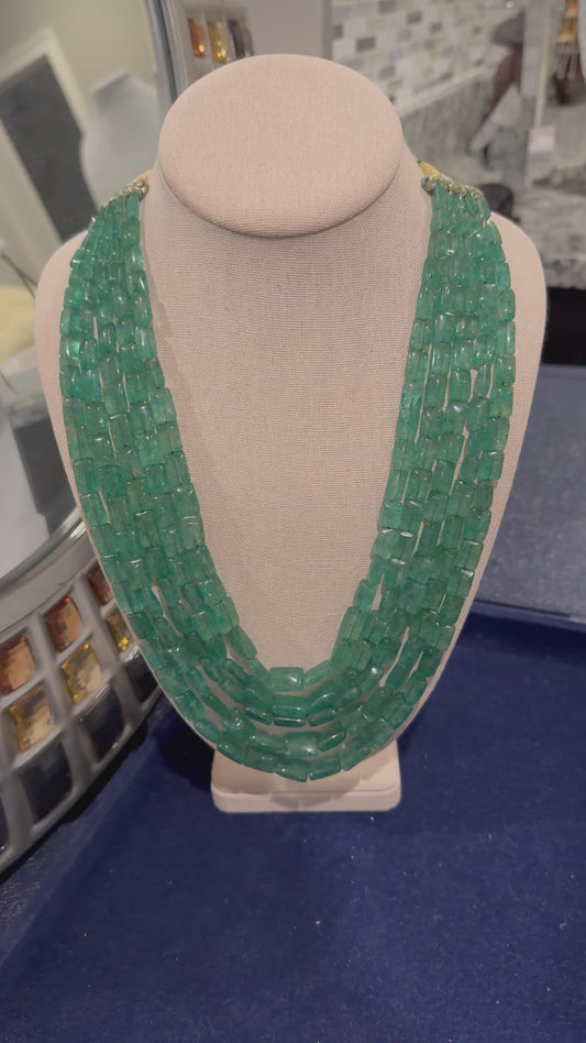 green strawberry quartz rectangle shape beads necklace