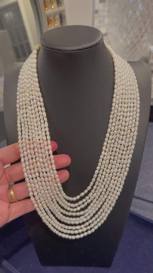 Freshwater  rice pearls necklace