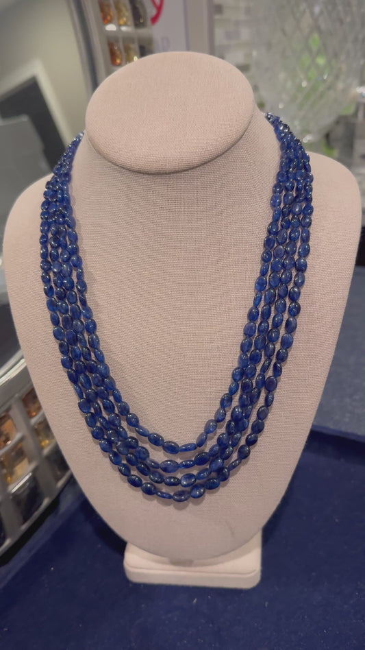 Blue sapphire oval smooth necklace