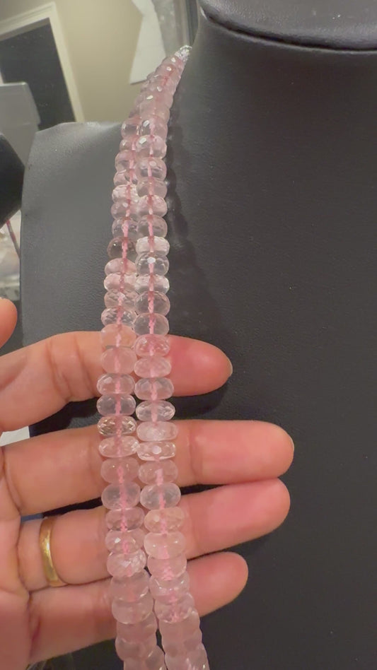 Natural rose quartz cut finish necklace