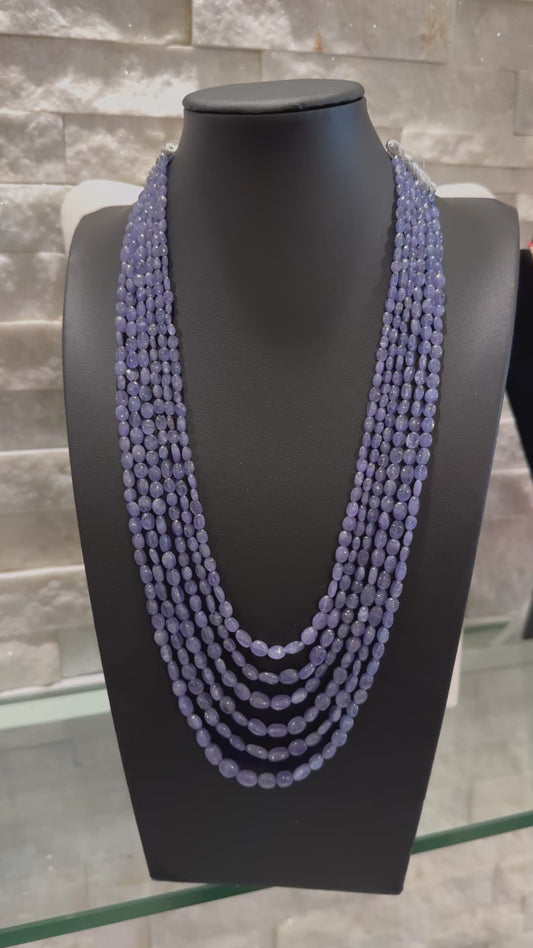 Natural tanzanite oval necklace