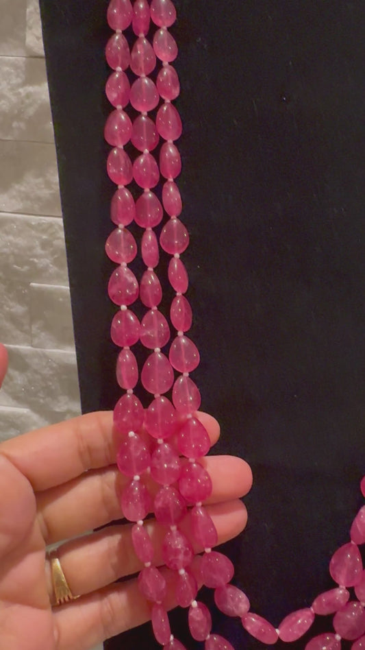 Pink quartz necklace