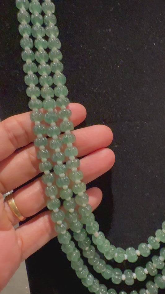 Green Strawberry quartz pumpkin beads necklace