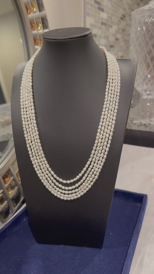 Freshwater  rice pearls small 3.5 mm necklace