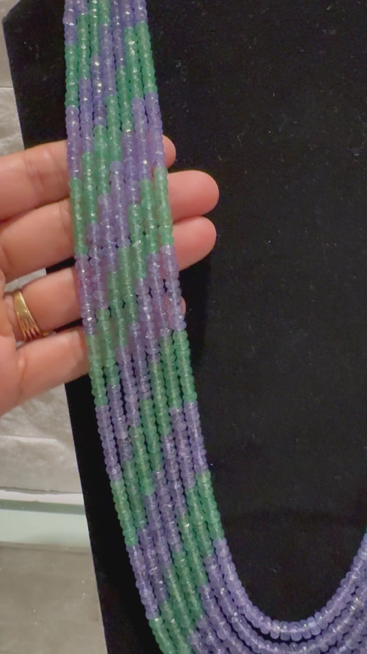 Tanzanite and emerald necklace