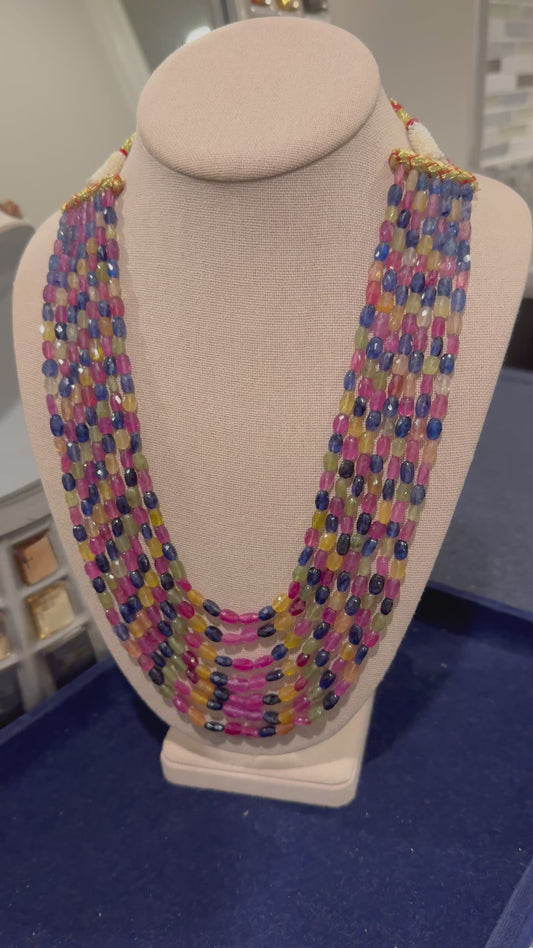 Multi sapphires cut finish extra fine quality necklace