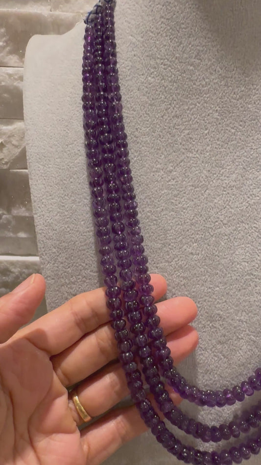 Amethyst pumpkin beads 8-12 mm size necklace