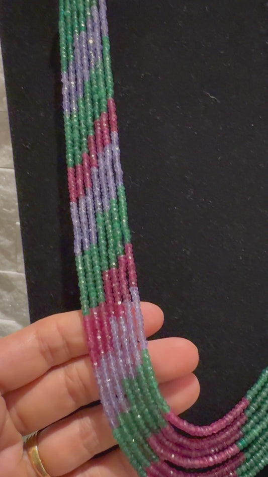 Tanzanite Ruby emerald necklace cut finish