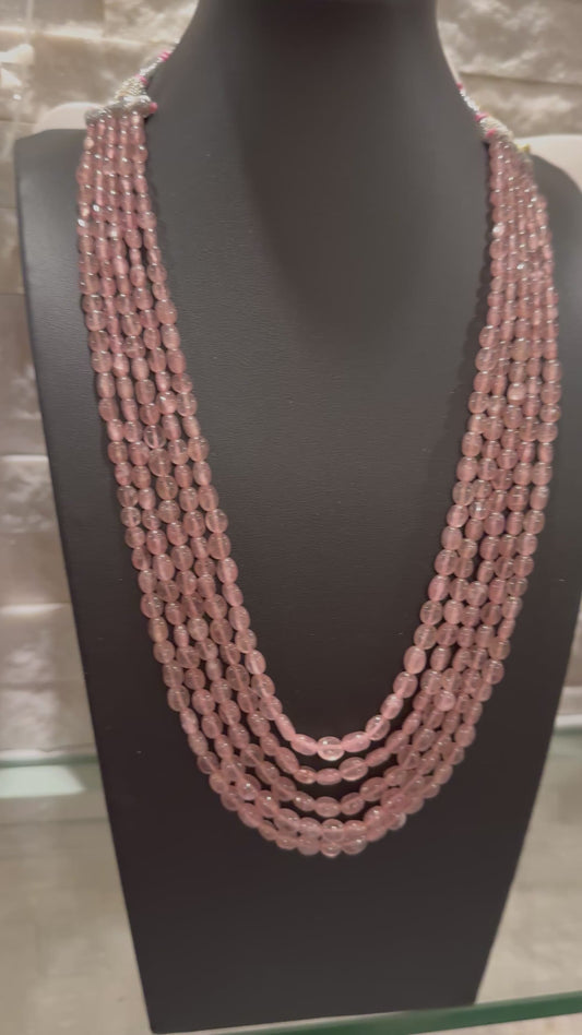 Pink Strawberry quart necklace